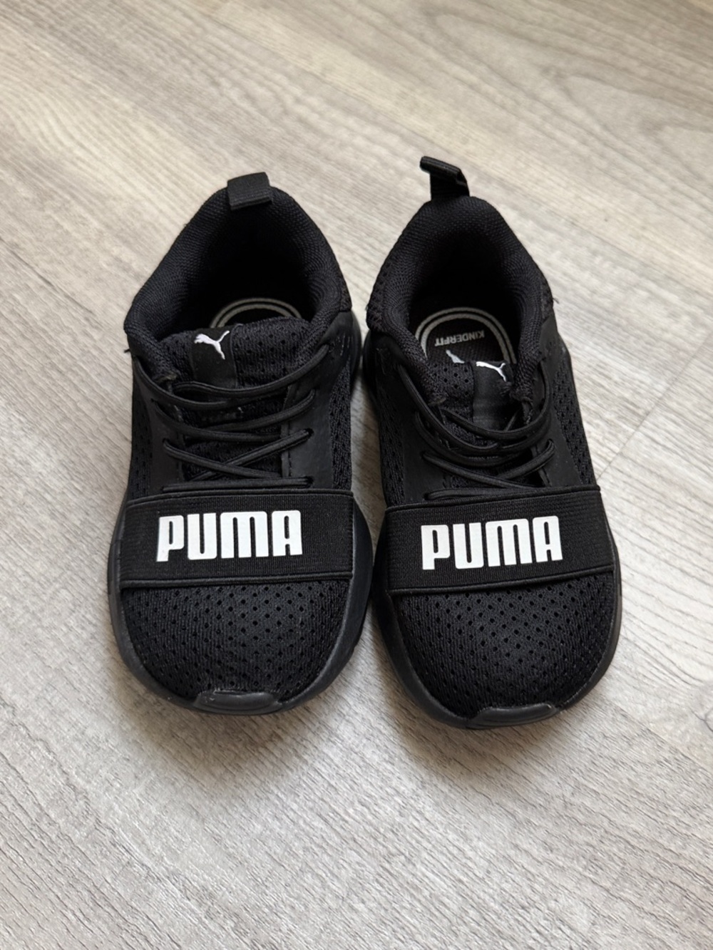 Puma Kids Black Slip-On Sneakers with Bold Logo